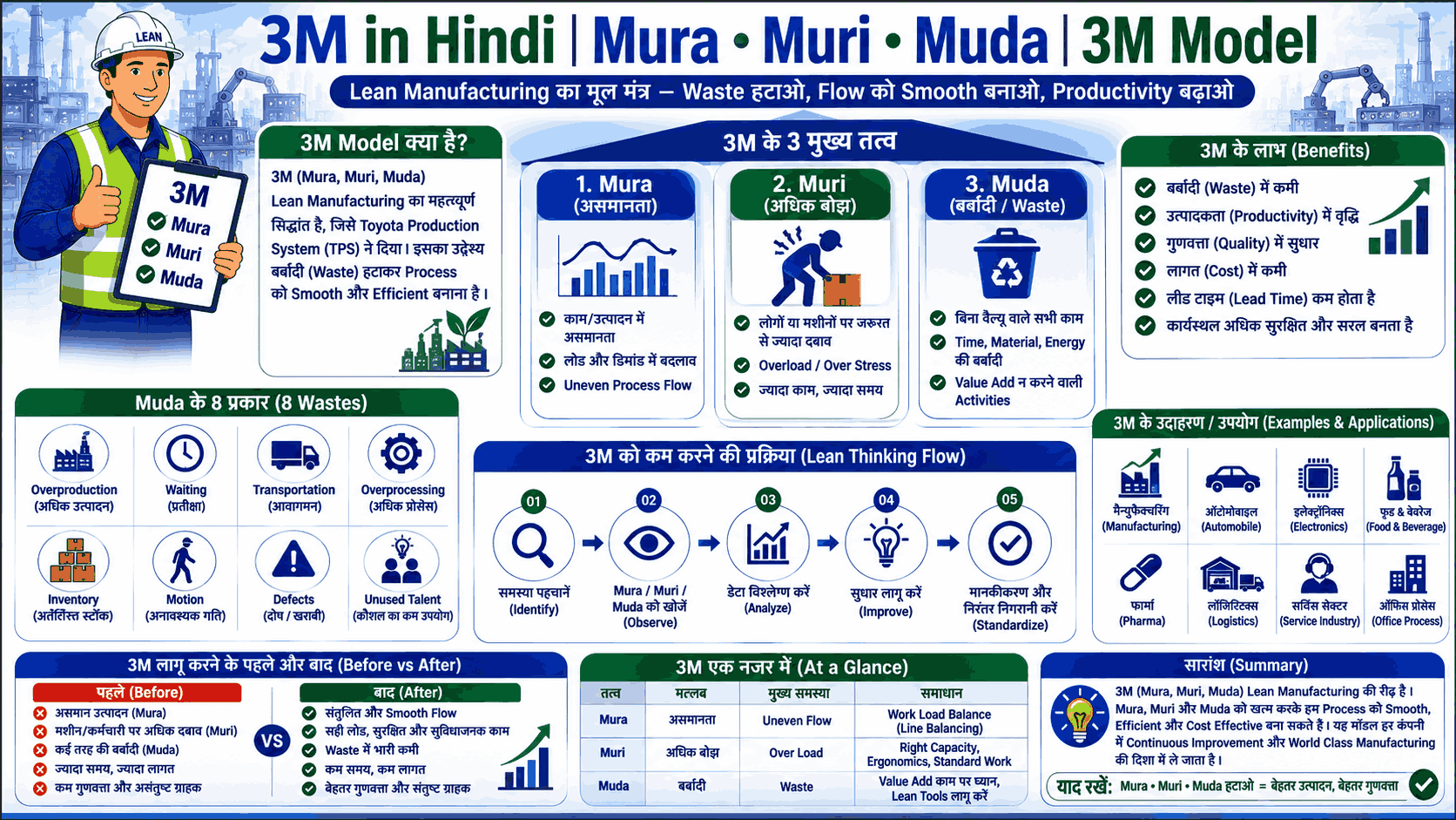 3M Model in Hindi | Muda, Mura, Muri क्या है? अंतर, उदाहरण और उपयोग