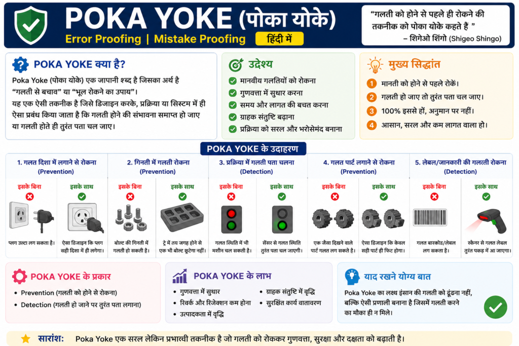 Poka Yoke in Hindi | कार्य सिद्धांत, प्रकार, उदाहरण, लाभ, उपयोग, PDF